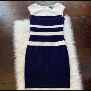 Ralph Lauren Navy Striped cruise Lined Dress Sz 4